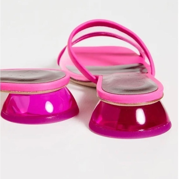 NIB Staud Simone Leather Clear Mules Shoes Bougainvillea - Picture 5 of 16